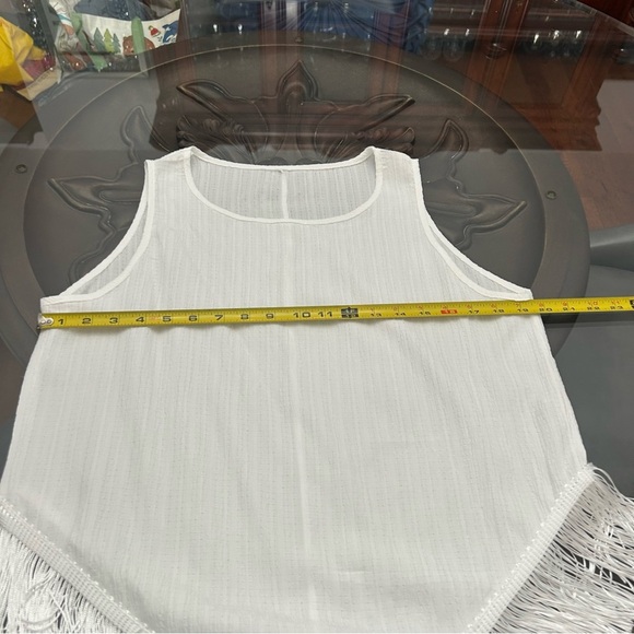 ➕White Fringe Women's Tank Large - Picture 4 of 7